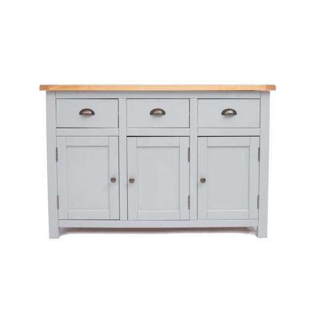Cabinet Bits Argenta Light Grey 3 Drawer 3 Door Sideboard Brass Cup Handle - image 1