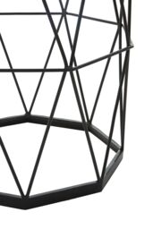 Orsina Side Table With Octagonal Top, White Marble Inset With Sublime Veining, Geometric Black Iron Frame - thumbnail 4