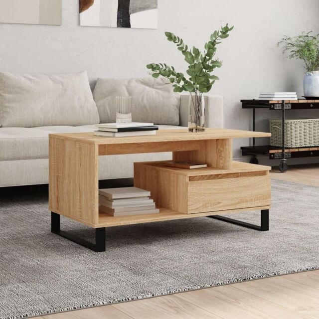 Coffee Table Sonoma Oak 90x49x45 cm Engineered Wood - image 1