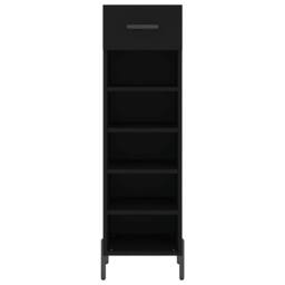 Berkfield Home Shoe Cabinet Black 30x35x105 cm Engineered Wood - Size: 30 x 35 x 105 cm - thumbnail 6