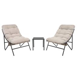 Monstershop 3 Piece Bistro Set - Grey & Cream - thumbnail 3