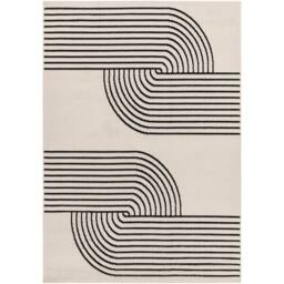 Livabliss Pisa-Modern Off-White Black Graphic Living Dining Bedroom Rug in Beige - Size: 140 cm x 200 cm - thumbnail 2