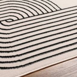 Livabliss Pisa-Modern Off-White Black Graphic Living Dining Bedroom Rug in Beige - Size: 140 cm x 200 cm - thumbnail 3