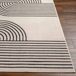 Livabliss Pisa-Modern Off-White Black Graphic Living Dining Bedroom Rug in Beige - Size: 140 cm x 200 cm - thumbnail 5