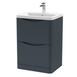 Balterley Dunwood Contemporary 2 Drawer Vanity Basin Unit, Dark Grey, 600mm in Grey