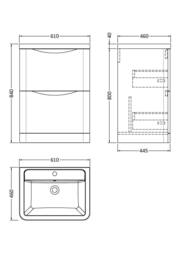 Balterley Dunwood Contemporary 2 Drawer Vanity Basin Unit, Dark Grey, 600mm in Grey - thumbnail 5