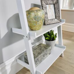 Home Source Ladder Shelf Bookcase 5 Tier Storage Shelving Display Stand Wall Rack in White - thumbnail 4