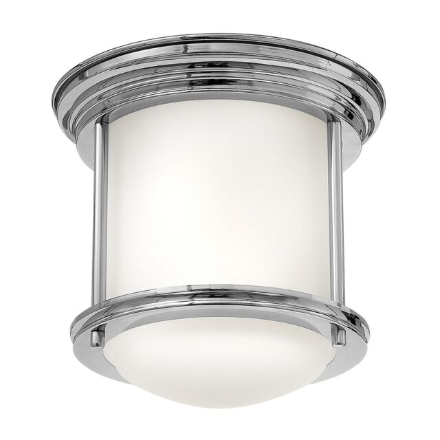 Netlighting Hinkley Hadrian 1 Light Flush Mount Chrome with Opal Glass IP44 in Grey - image 1