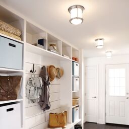 Netlighting Hinkley Hadrian 1 Light Flush Mount Chrome with Opal Glass IP44 in Grey - thumbnail 2
