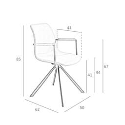 Angel Cerda Swivel Dining Chair, Light Grey Fabric, Walnut Detail - thumbnail 7