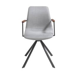 Angel Cerda Swivel Dining Chair, Light Grey Fabric, Walnut Detail - thumbnail 2