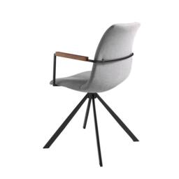 Angel Cerda Swivel Dining Chair, Light Grey Fabric, Walnut Detail - thumbnail 5