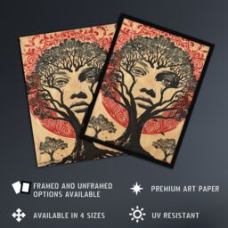 "Artery8 Face in Trees Mystic Mother Earth Hippy Tribal Wall Art Print in Beige - Size: W18"" x H24""" - thumbnail 2