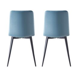 MCC Direct Set of 4 Velvet Fabric Upholstered Dining Chairs Lexi in Light Blue - thumbnail 5