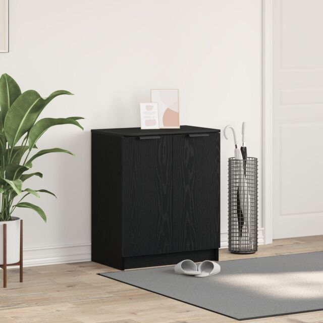 Berkfield Home Shoe Cabinet Black Oak 59x35x70 cm Engineered Wood - Size: 59 x 35 x 70 cm - image 1