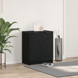 Berkfield Home Shoe Cabinet Black Oak 59x35x70 cm Engineered Wood - Size: 59 x 35 x 70 cm - thumbnail 1