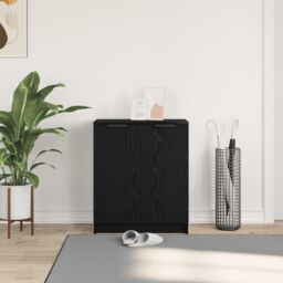 Berkfield Home Shoe Cabinet Black Oak 59x35x70 cm Engineered Wood - Size: 59 x 35 x 70 cm - thumbnail 4