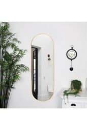 Living and Home Modern Oval Metal Full Length Wall Mirror in Gold - thumbnail 4