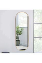 Living and Home Modern Oval Metal Full Length Wall Mirror in Gold