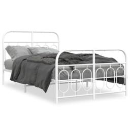Berkfield Home Metal Bed Frame without Mattress with Footboard White 120x190cm - Size: 120x190 cm - thumbnail 1
