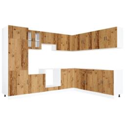 Berkfield Home Elegant 14 Piece Kitchen Cabinet Set Porto Old Wood Engineered Wood in Brown - thumbnail 3