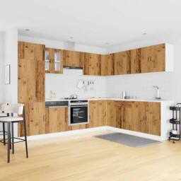 Berkfield Home Elegant 14 Piece Kitchen Cabinet Set Porto Old Wood Engineered Wood in Brown - thumbnail 1
