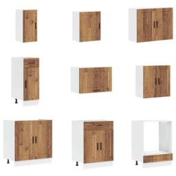 Berkfield Home Elegant 14 Piece Kitchen Cabinet Set Porto Old Wood Engineered Wood in Brown - thumbnail 4