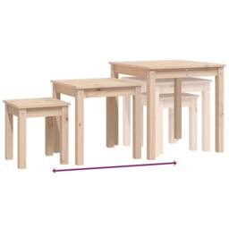 Berkfield Home Nesting Tables 3 pcs Solid Wood Pine in Light Brown - thumbnail 9