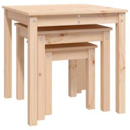 Berkfield Home Nesting Tables 3 pcs Solid Wood Pine in Light Brown - thumbnail 7