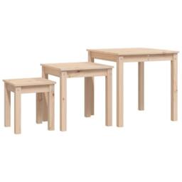 Berkfield Home Nesting Tables 3 pcs Solid Wood Pine in Light Brown - thumbnail 3