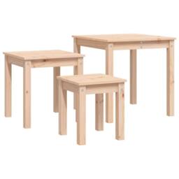 Berkfield Home Nesting Tables 3 pcs Solid Wood Pine in Light Brown - thumbnail 6