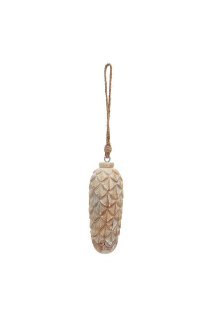 KDMD Antique White Wash Large Pine Cone Bauble for Winter Decor in Brown - image 1