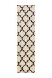 Kukoon Cream Grey Trellis Scandi Super Soft Shaggy Rug - Size: 60 cm x 230 cm - thumbnail 6