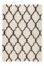 Kukoon Cream Grey Trellis Scandi Super Soft Shaggy Rug - Size: 60 cm x 230 cm - thumbnail 1