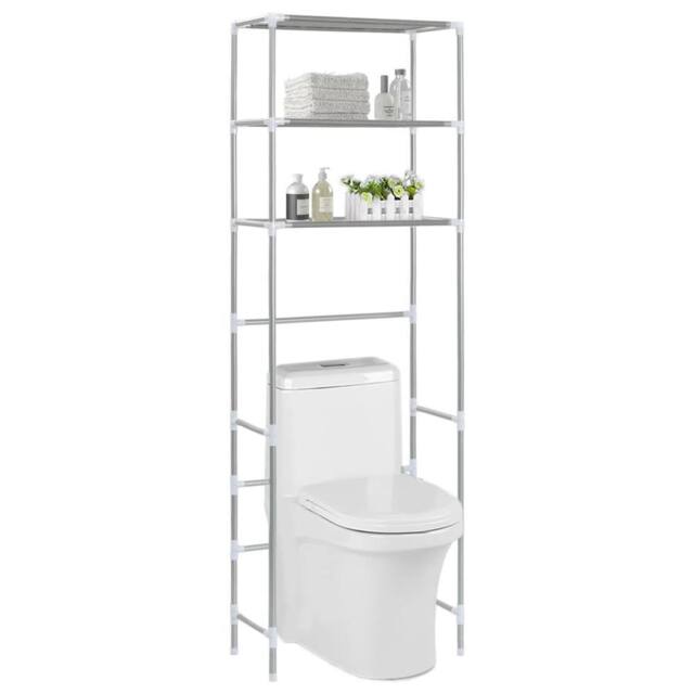 Berkfield Home 3-Tier Storage Rack over Toilet Silver 53x28x169 cm - Size: 53 x 28 x 169 cm - image 1