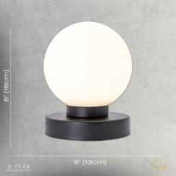 Happy Homewares Contemporary Opal Glass Globe Table Lamp with Matte Black Round Base - thumbnail 6