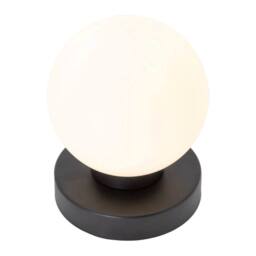 Happy Homewares Contemporary Opal Glass Globe Table Lamp with Matte Black Round Base - thumbnail 2