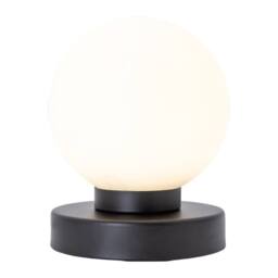 Happy Homewares Contemporary Opal Glass Globe Table Lamp with Matte Black Round Base