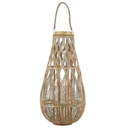 Wyld and Coco Lantern Light Bamboo and Glass Candle Holder 77cm in Brown - thumbnail 4