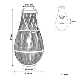 Wyld and Coco Lantern Light Bamboo and Glass Candle Holder 77cm in Brown - thumbnail 3