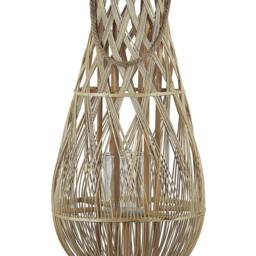 Wyld and Coco Lantern Light Bamboo and Glass Candle Holder 77cm in Brown - thumbnail 2