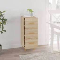 Berkfield Home Sideboard Sonoma Oak 34.5x34x90 cm Engineered Wood in Light Brown - thumbnail 3