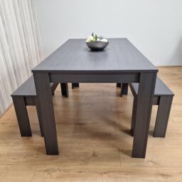 KOSY KOALA Dining Table Set Grey Dining Table With 2 Benches Kitchen Dining Table Set Dining Room Table for Four in Charcoal - thumbnail 6