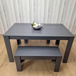 KOSY KOALA Dining Table Set Grey Dining Table With 2 Benches Kitchen Dining Table Set Dining Room Table for Four in Charcoal - thumbnail 3