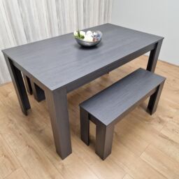 KOSY KOALA Dining Table Set Grey Dining Table With 2 Benches Kitchen Dining Table Set Dining Room Table for Four in Charcoal - thumbnail 2