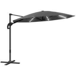 Matteo 3m Cantilever Garden Parasol - Solar LED, 360° Rotation, Dark Grey - thumbnail 1