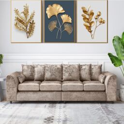 Snugg Furniture UK Limited (Scatter Back) Aurora Crushed Velvet 4 Seater 2 Corner Sofa in Light Beige