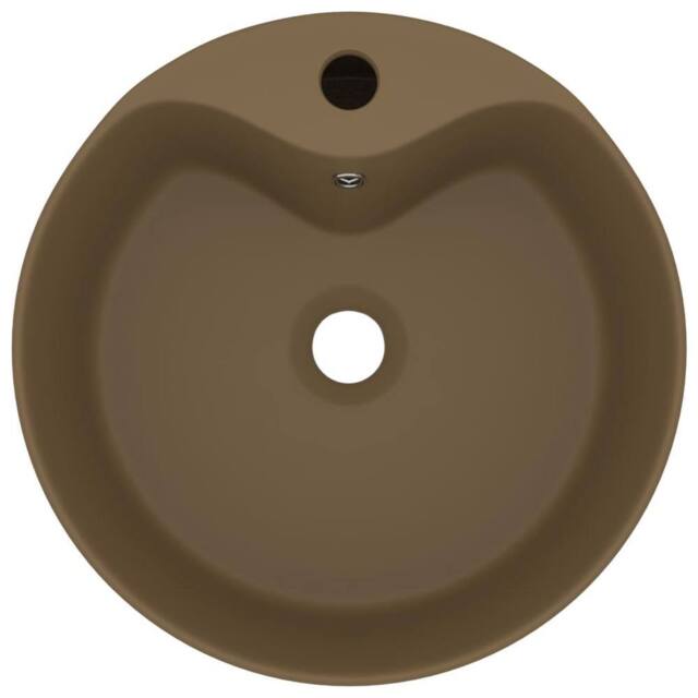 Berkfield Home Luxury Wash Basin with Overflow Matt Cream 36x13 cm Ceramic in Tan - image 1