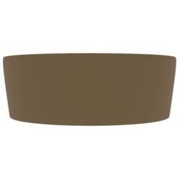Berkfield Home Luxury Wash Basin with Overflow Matt Cream 36x13 cm Ceramic in Tan - thumbnail 4