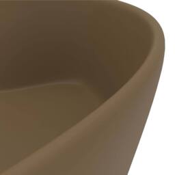 Berkfield Home Luxury Wash Basin with Overflow Matt Cream 36x13 cm Ceramic in Tan - thumbnail 6